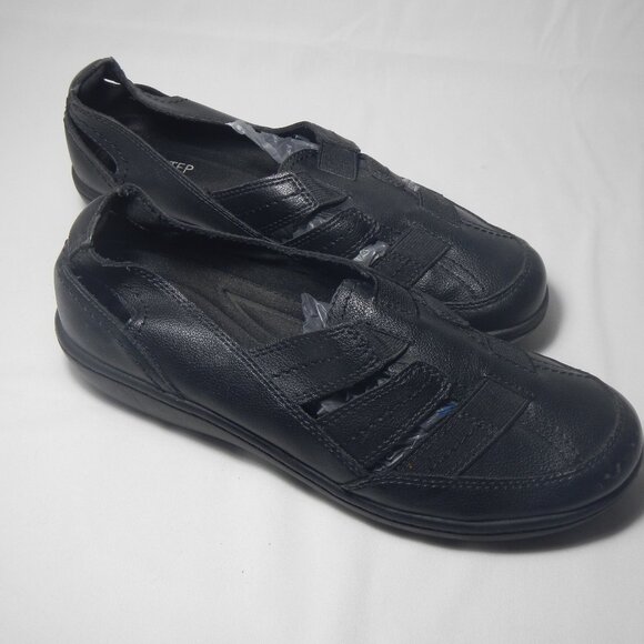 Flex Step Sandal Fisherman Mary Jane Memory Foam Sandals Black EUC PU Leather 8W - Picture 2 of 7